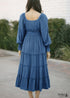 Vestido midi bohemio azul con mangas